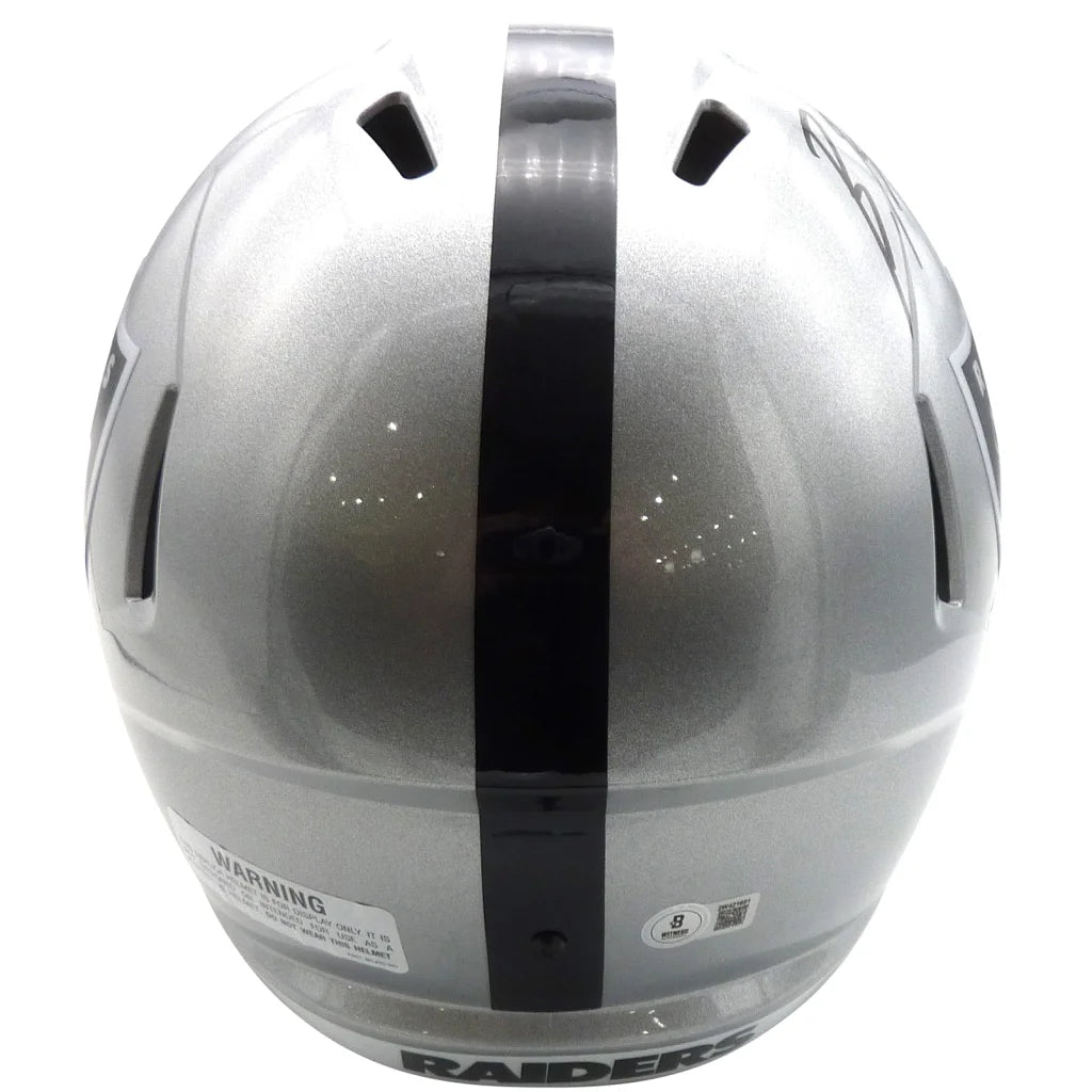 Brock Bowers autographed Las Vegas Raiders glossy silver-black helmet