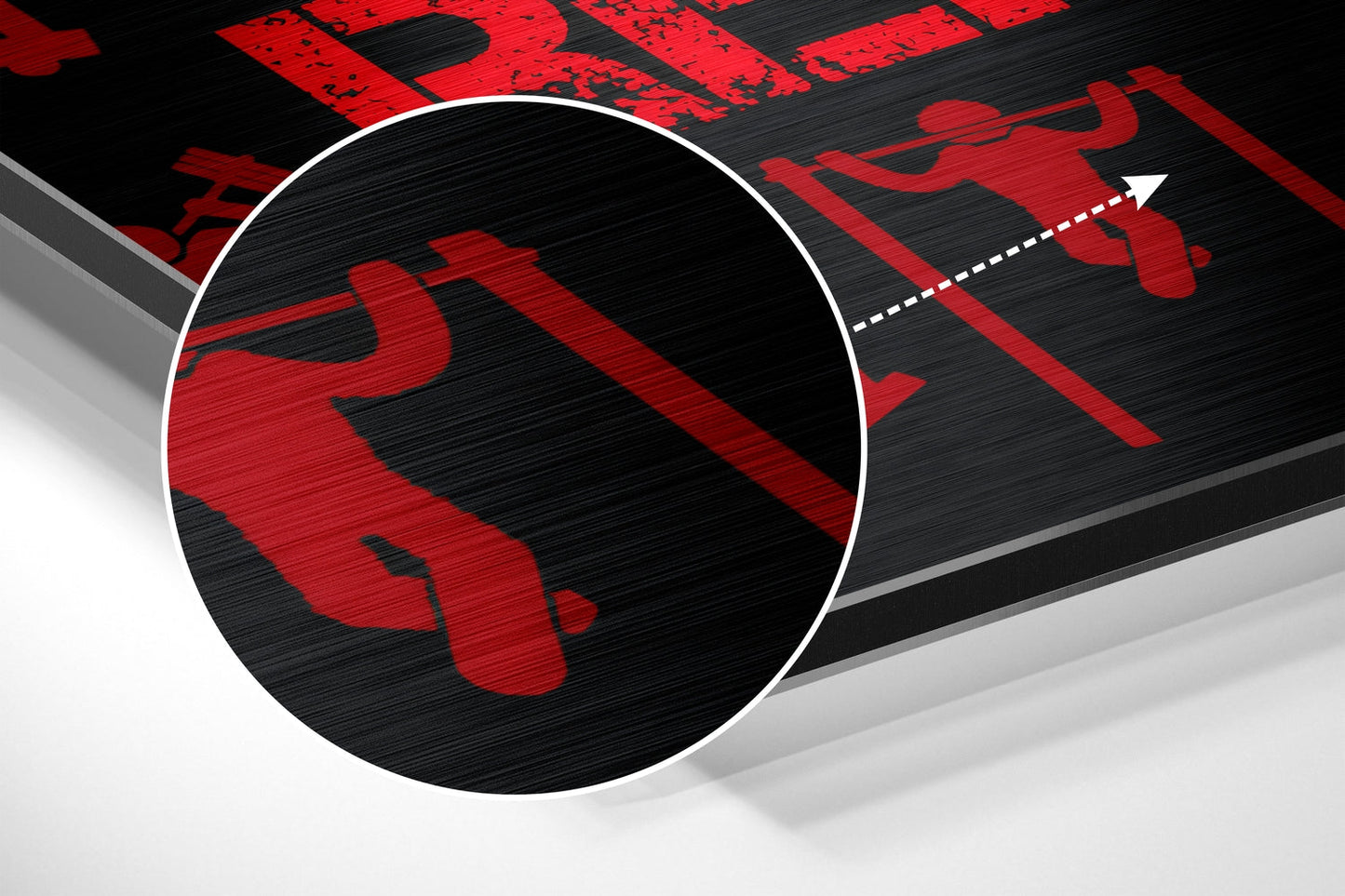 Red Gym Icons Fitness Slogan Brushed Aluminium Dibond Wall Art
