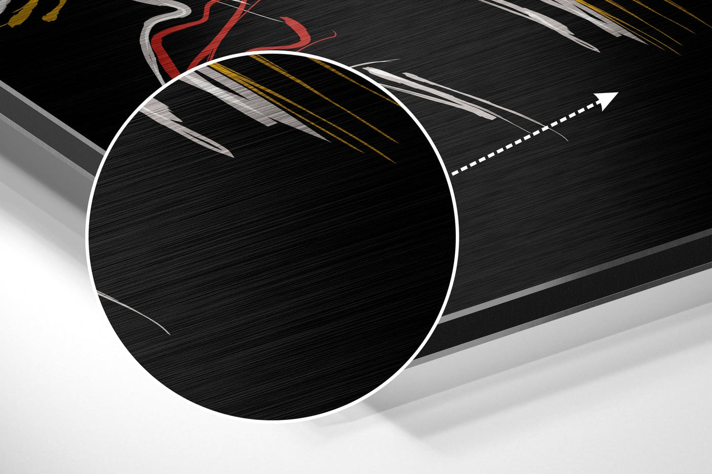Gold and Red Line Art Faces Brushed Aluminium Dibond Wall Art