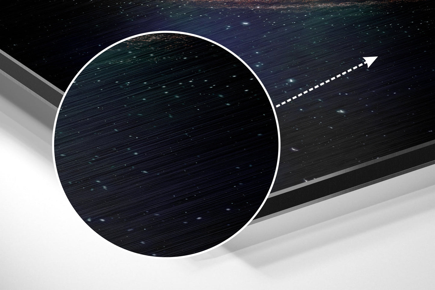 Spiral Galaxy and Distant Moon Brushed Aluminium Dibond Wall Art