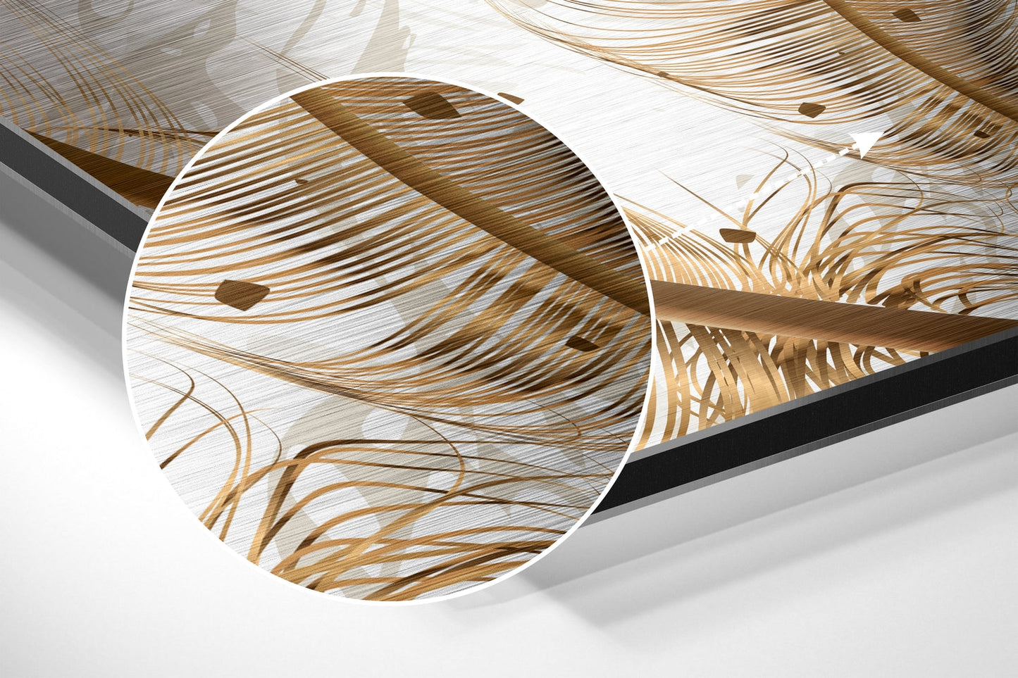 Emerald Blades and Ivory Feathers Brushed Aluminium Dibond Wall Art