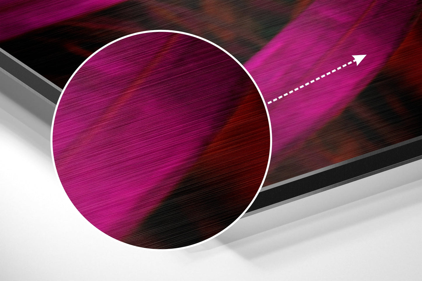 Magenta Pink Palm Frond Leaf Brushed Aluminium Dibond Wall Art