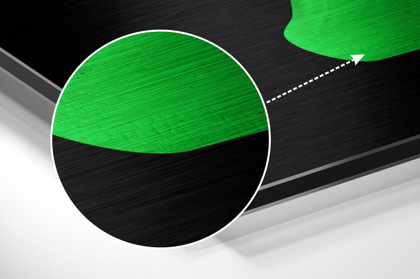 Neon Green Fractured Woman Face Brushed Aluminium Dibond Wall Art