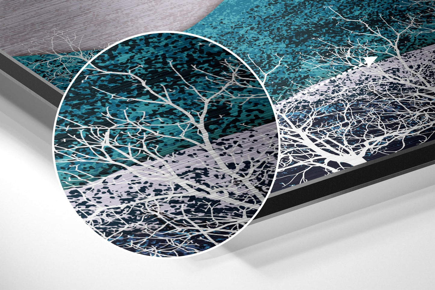 Gold Mountains Full Moon Birches Brushed Aluminium Dibond Wall Art