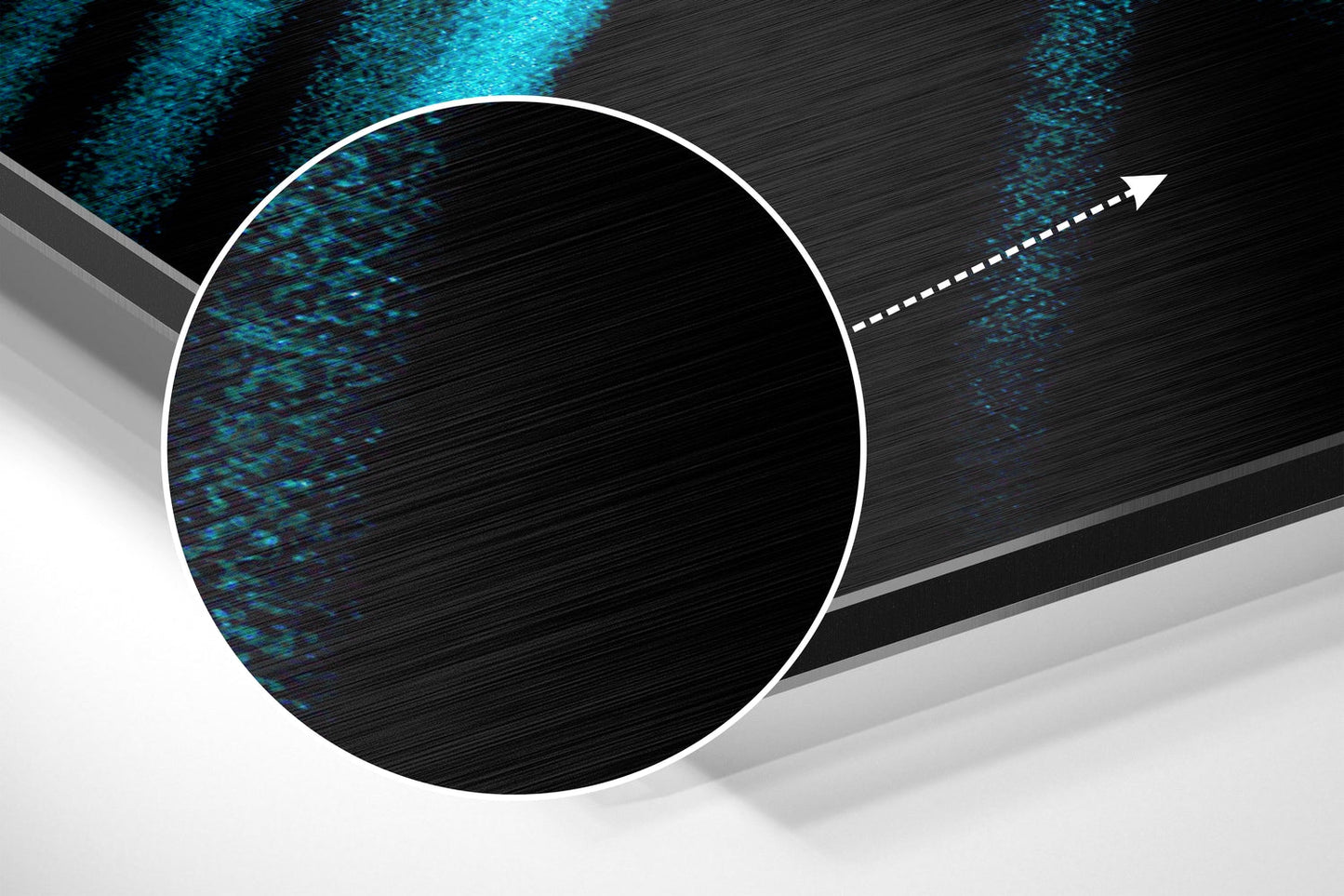 Turquoise Brushstroke on Black Brushed Aluminium Dibond Wall Art