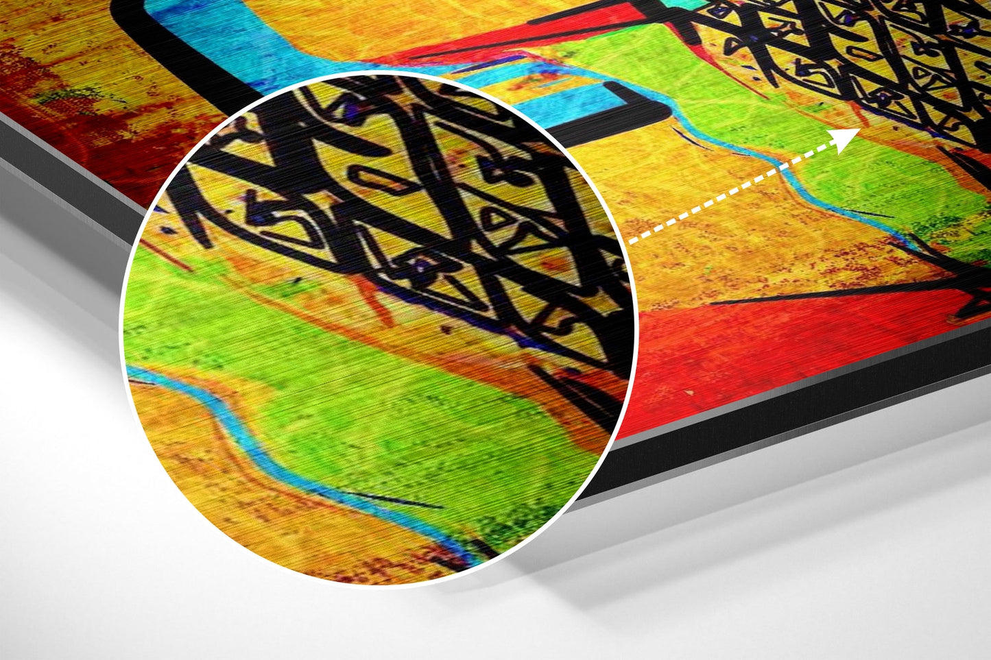 Vibrant Cubist Guitar Brushed Aluminium Dibond Wall Art