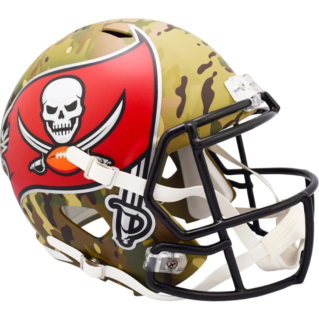 Tampa Bay Buccaneers camo helmet with skull and crossbones design