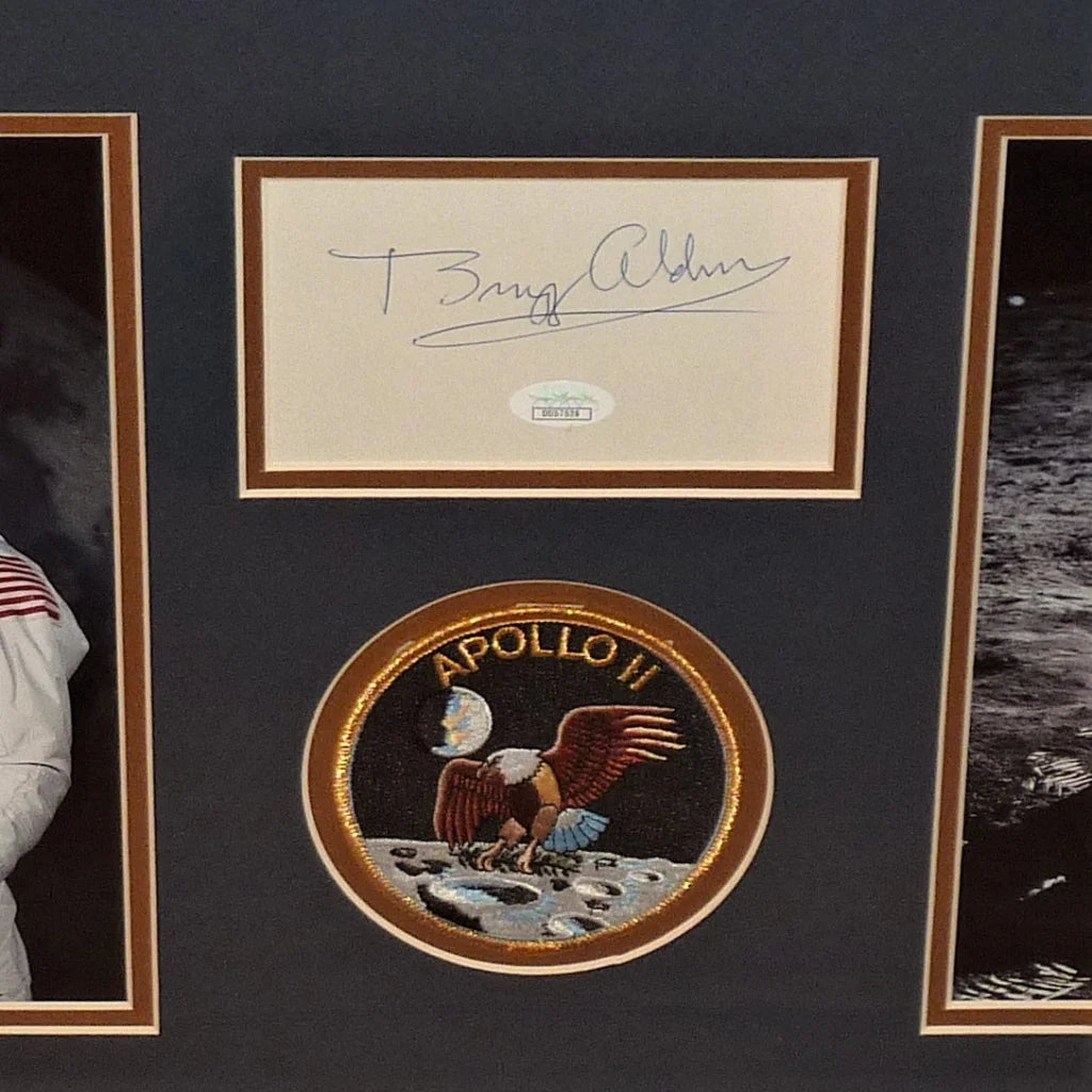 Buzz Aldrin autographed Apollo 11 embroidered mission patch in framed tribute