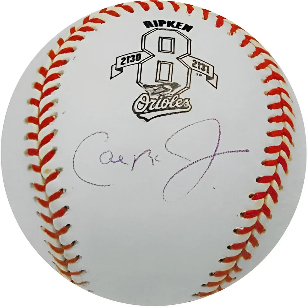 Cal Ripken autographed #8 logo baseball with red stitching