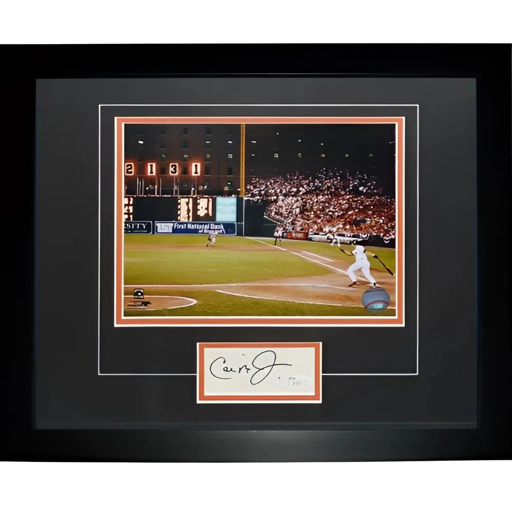 Cal Ripken signature series frame with batter photo, black matte, orange accents