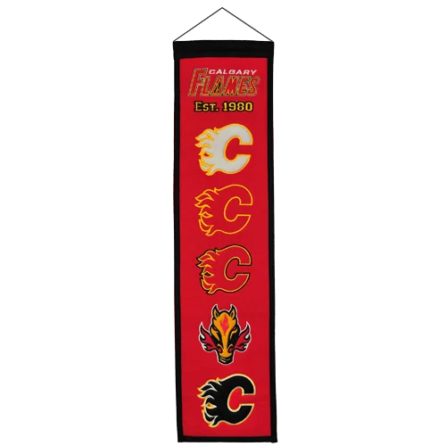 Calgary Flames heritage banner flag celebrating team history