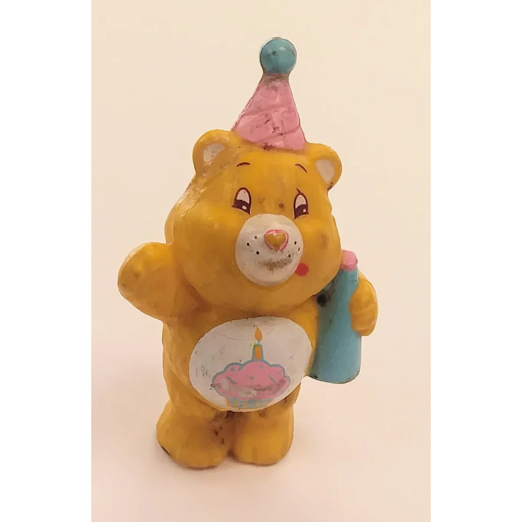 Yellow Birthday Bear Care Bears mini figure with party hat and cake