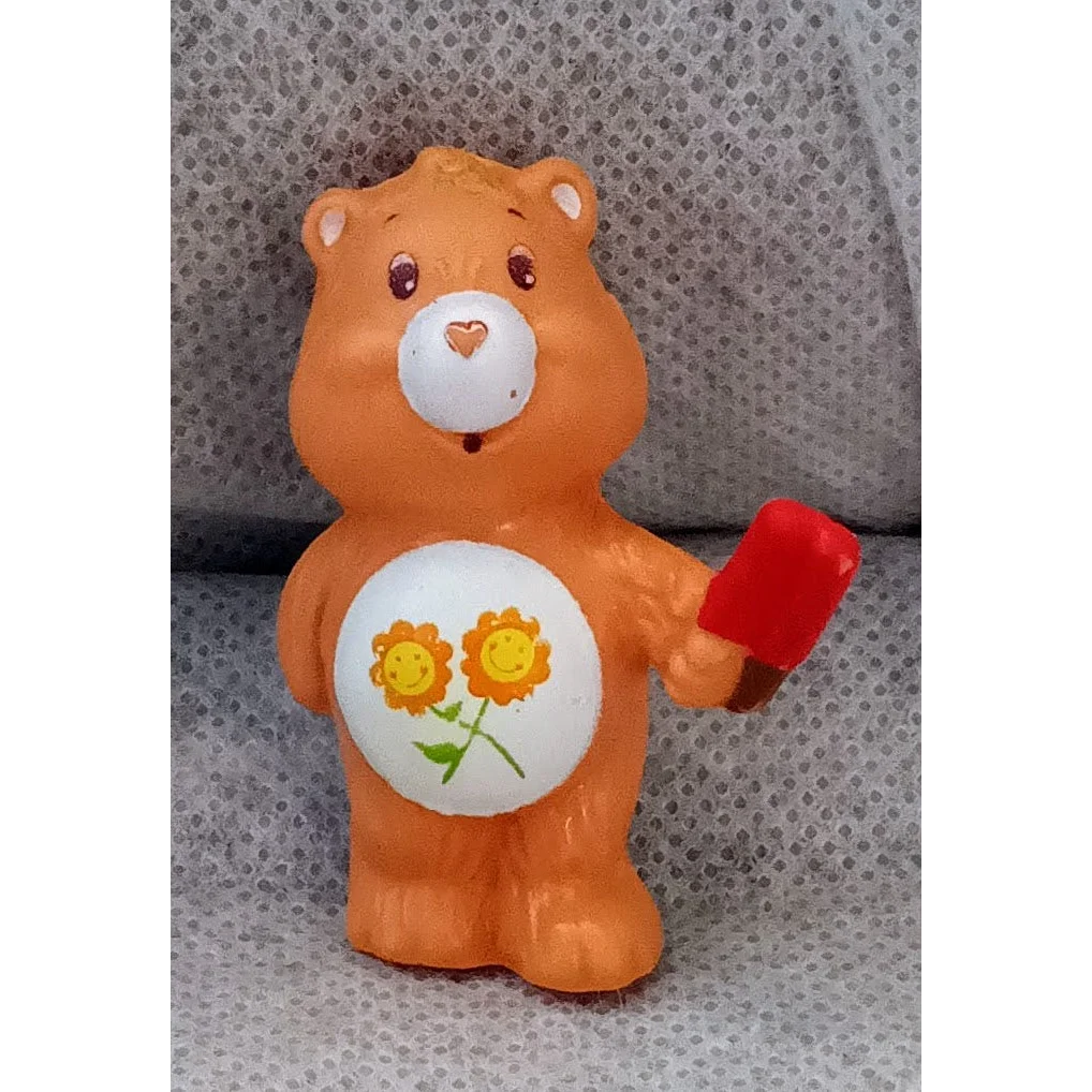 Friend Bear mini figure toy with popsicle, yellow flowers and red book