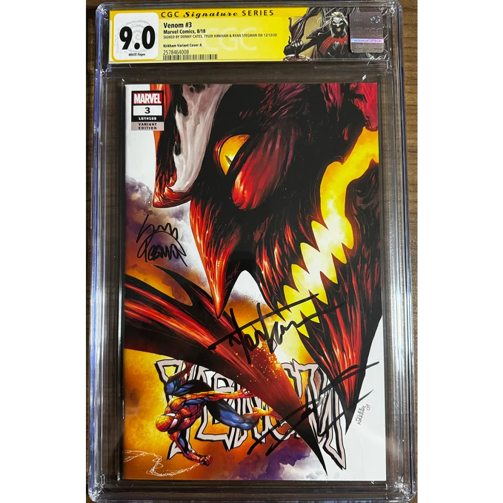 Signed CGC 9.0 Tyler Kirkham Venom 3 variant with Spider-Man vs symbiote