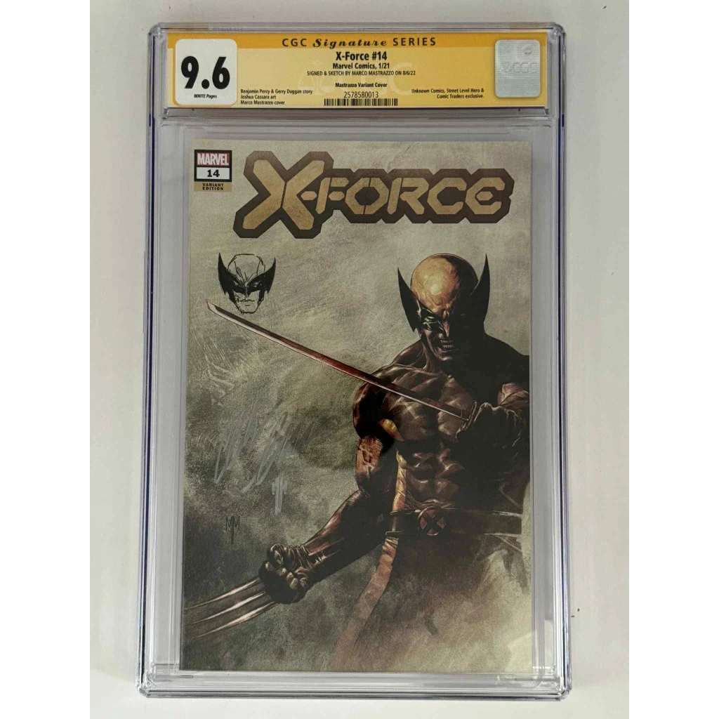 CGC 9.8 yellow label X-Force 14 signed by Marco Mastrazzo, Wolverine claws out