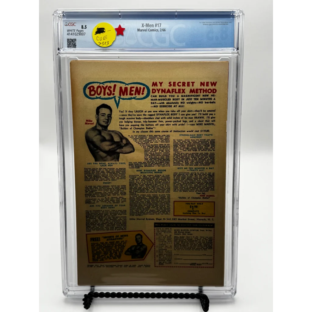 Vintage dynaflex method comic cover with muscular man, CGC blue label graded 8.5