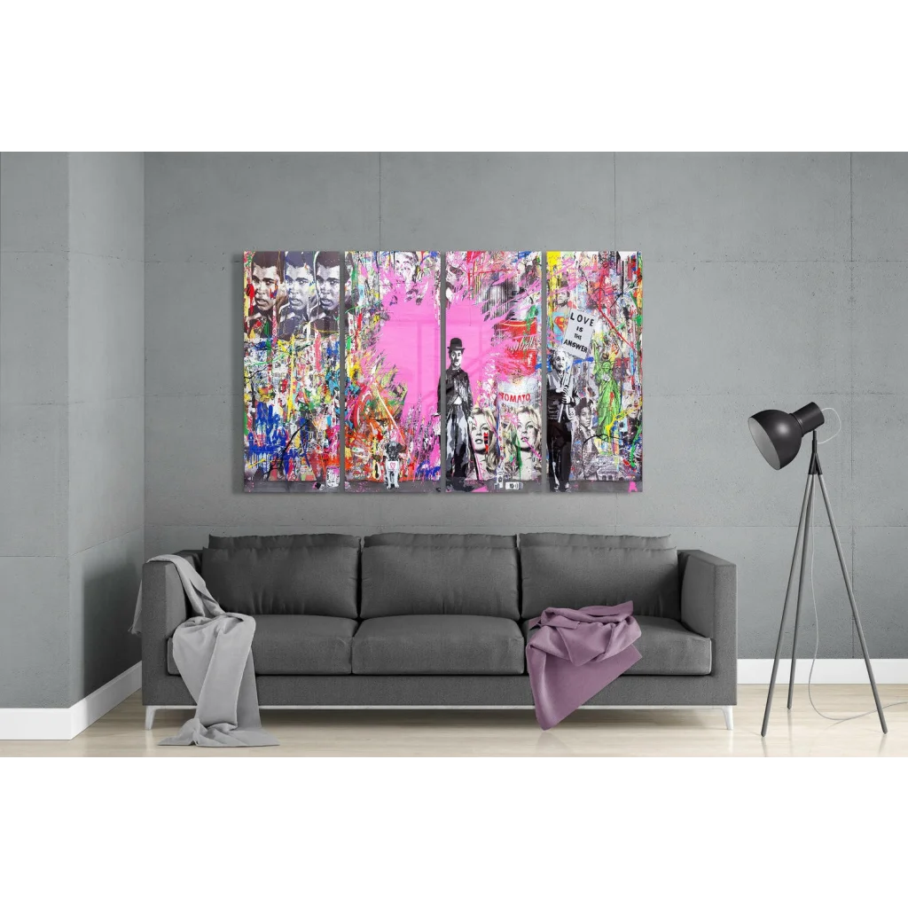 Graffiti Street Art Canvas Wall Art with Pop Culture Icons | Modern Wall Art Decor | vintageantiquesgifts.com