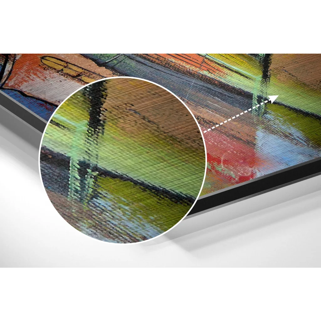 Vibrant Abstract Houses on Brushed Aluminium Dibond Print | Modern Wall Art Decor | vintageantiquesgifts.com