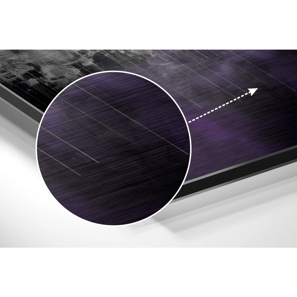 Stunning Brushed Aluminium Dibond Purple Cityscape Print | Modern Wall Art Decor | vintageantiquesgifts.com