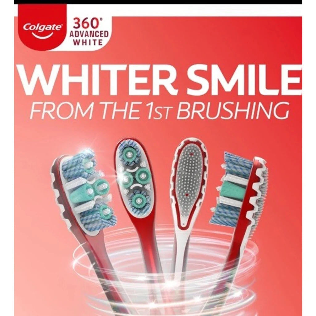 Colgate 360 Optic White Advanced Medium Whitening Toothbrush 2 Pack
