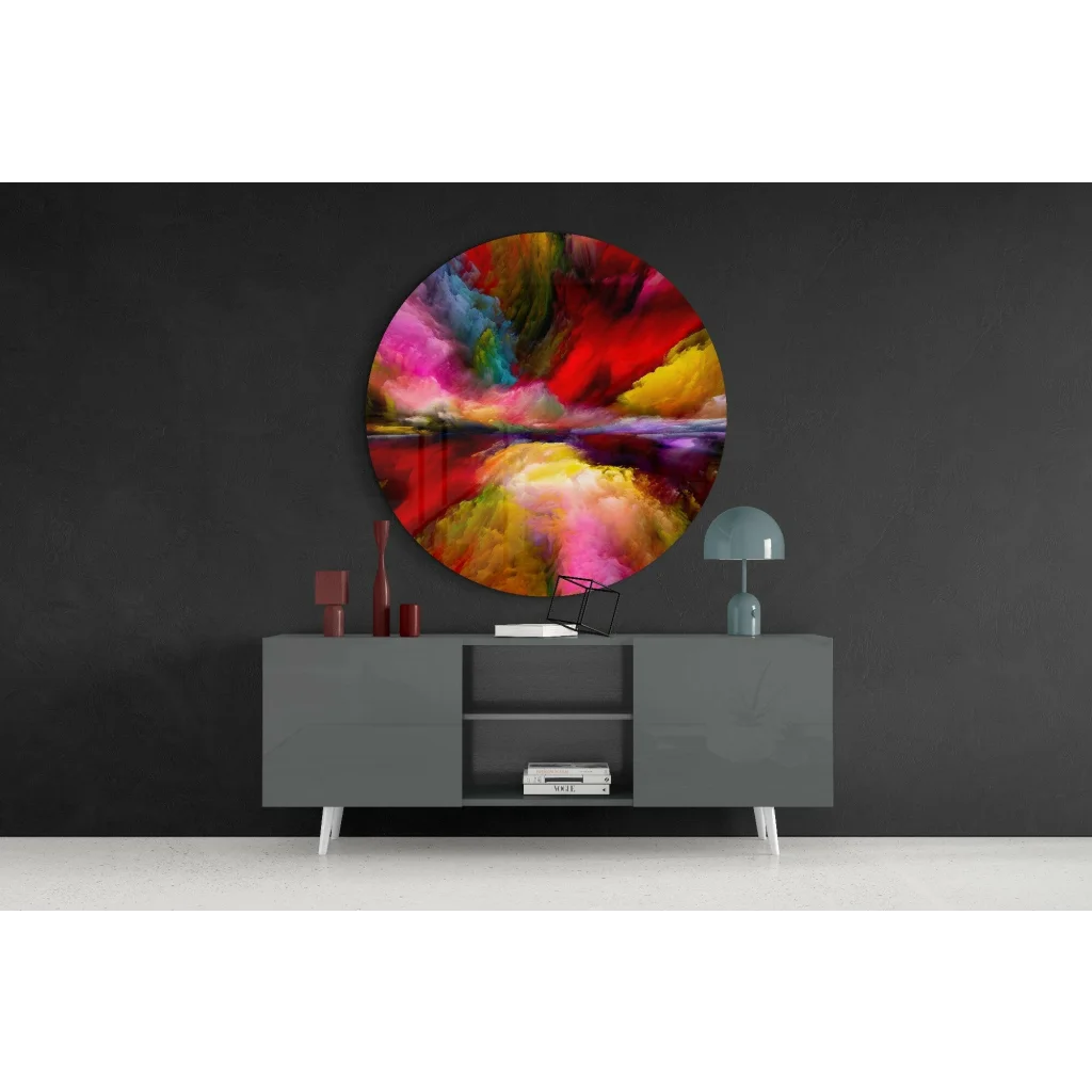 Swirling Color Burst Tempered Glass Art | Contemporary Home Wall Art | vintageantiquesgifts.com