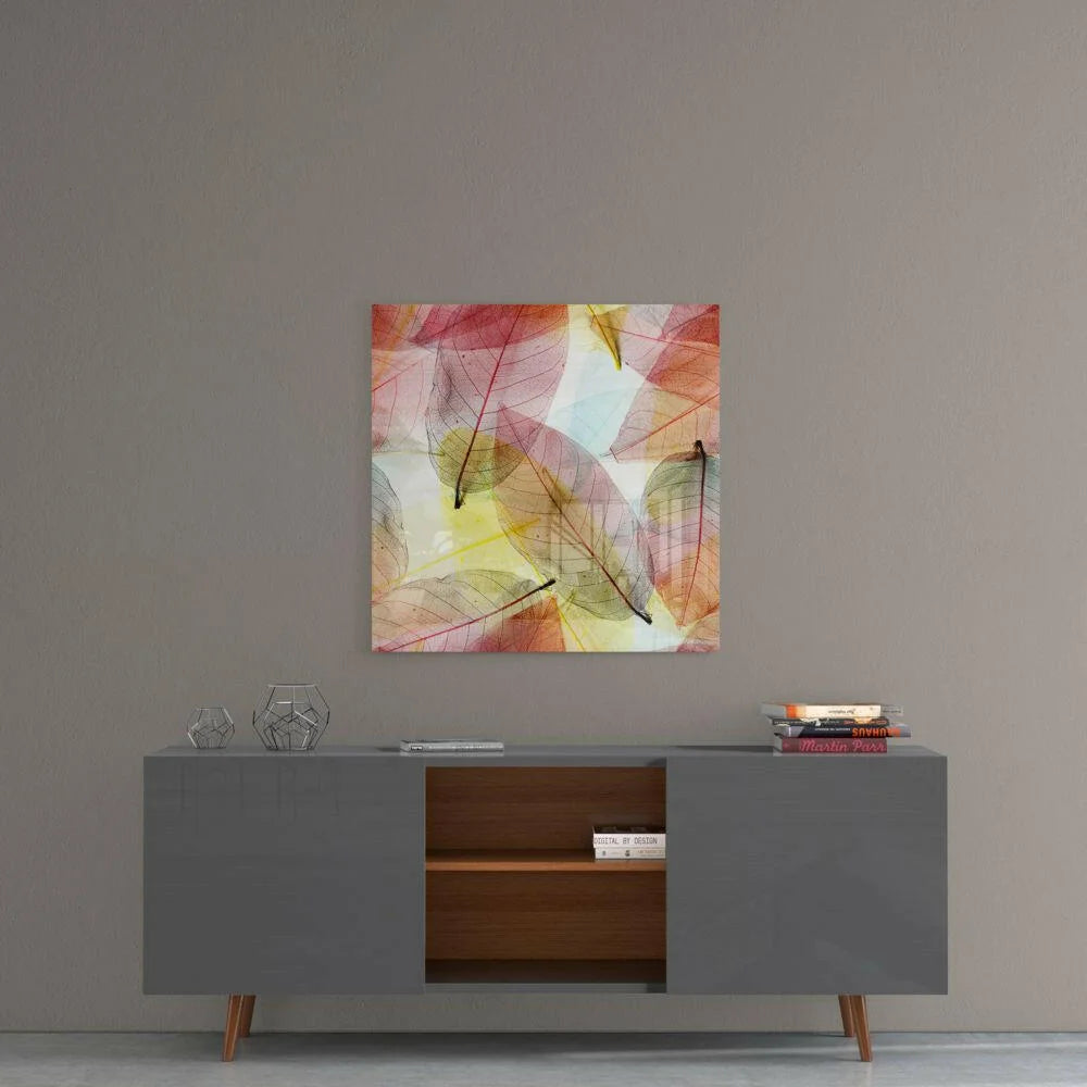 Dreamy pastel translucent leaf glass wall art canvas print