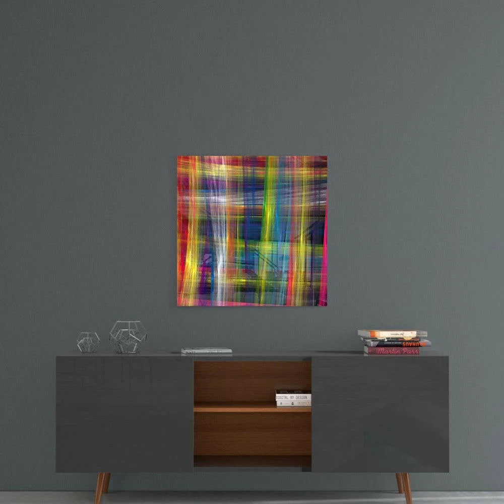 Neon Abstract Canvas Wall Art Electric Streaks on Dark Glass | Contemporary Home Wall Art | vintageantiquesgifts.com
