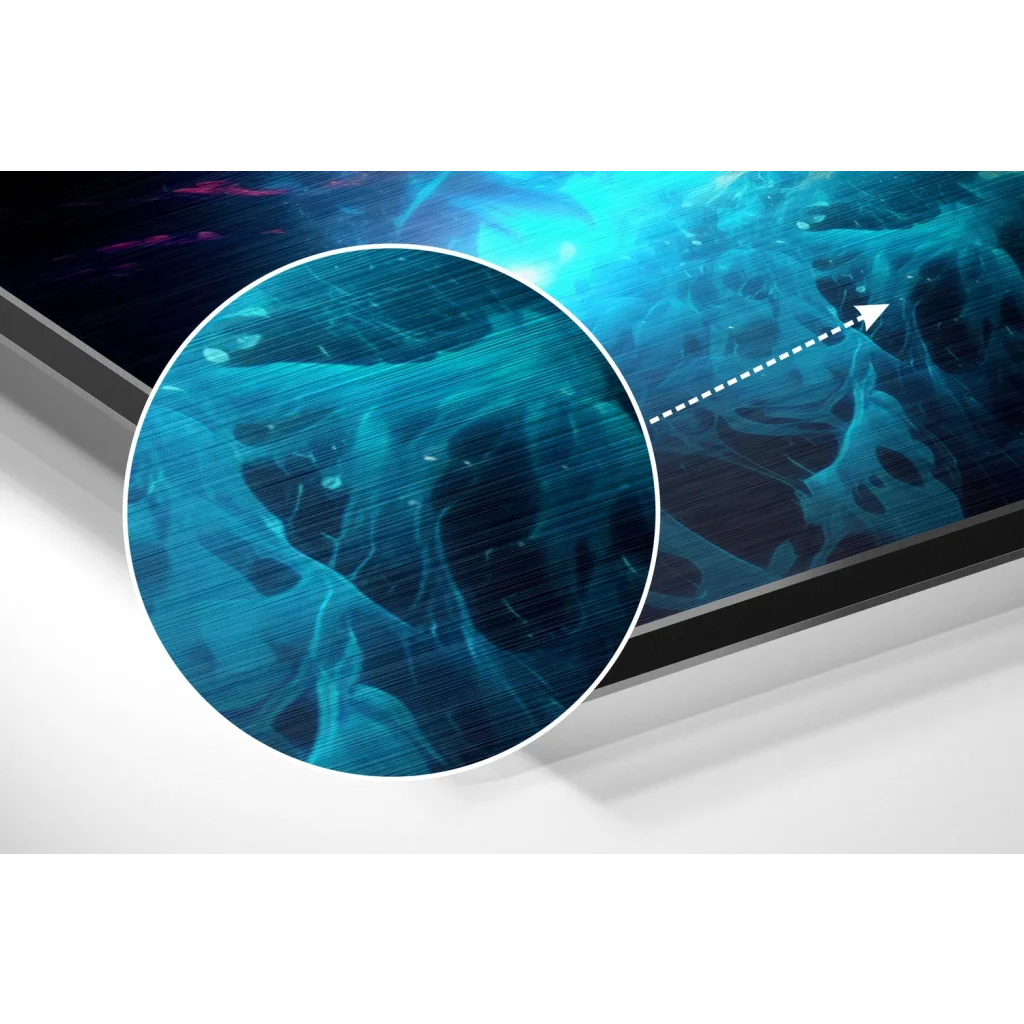 Vivid underwater scene on brushed aluminium dibond print