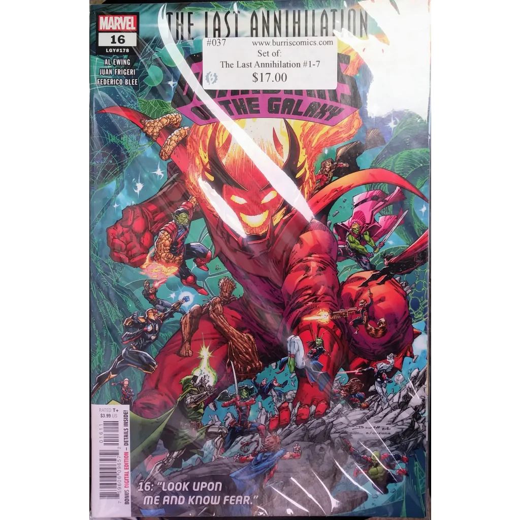 Red and black cosmic entity in Marvel Comics The Last Annihilation comic book set
