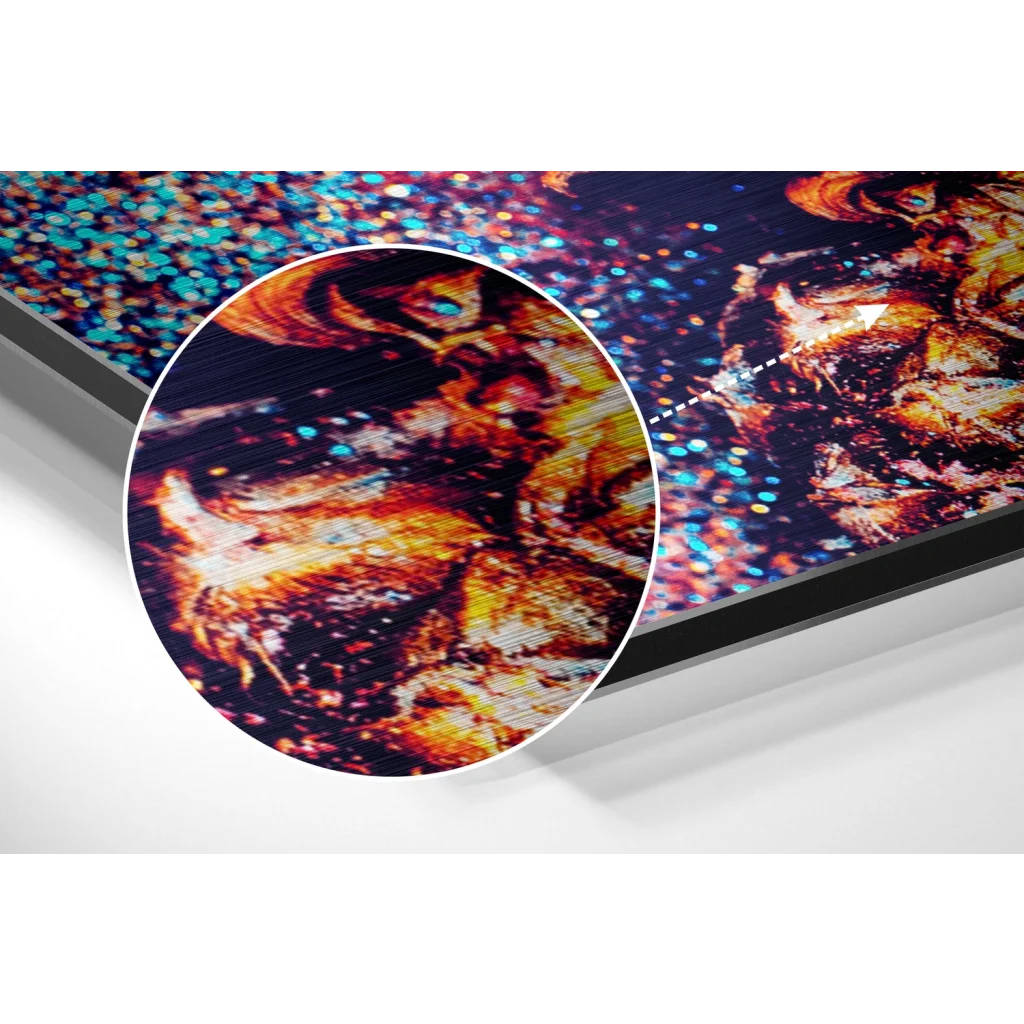 Vibrant cosmic nebulae on brushed aluminium dibond TV art