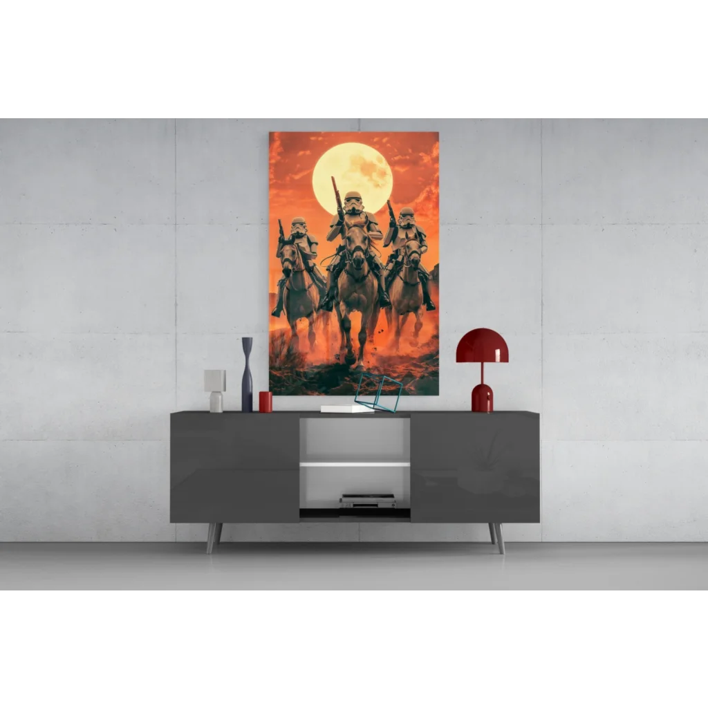 Stormtroopers on horseback sunset ride Star Wars canvas wall art