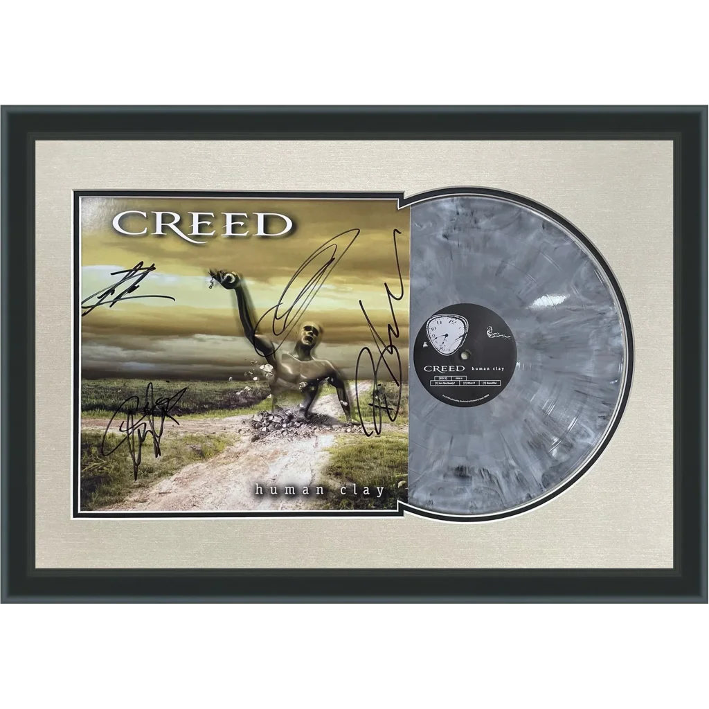 Creed Human Clay deluxe framed record album, signed with gray vinyl