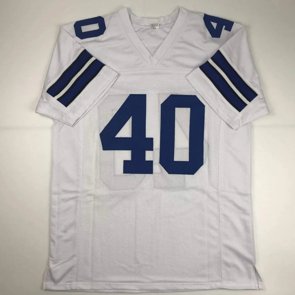 Custom Jersey Bates 40 white blue NFL pro sports league jersey