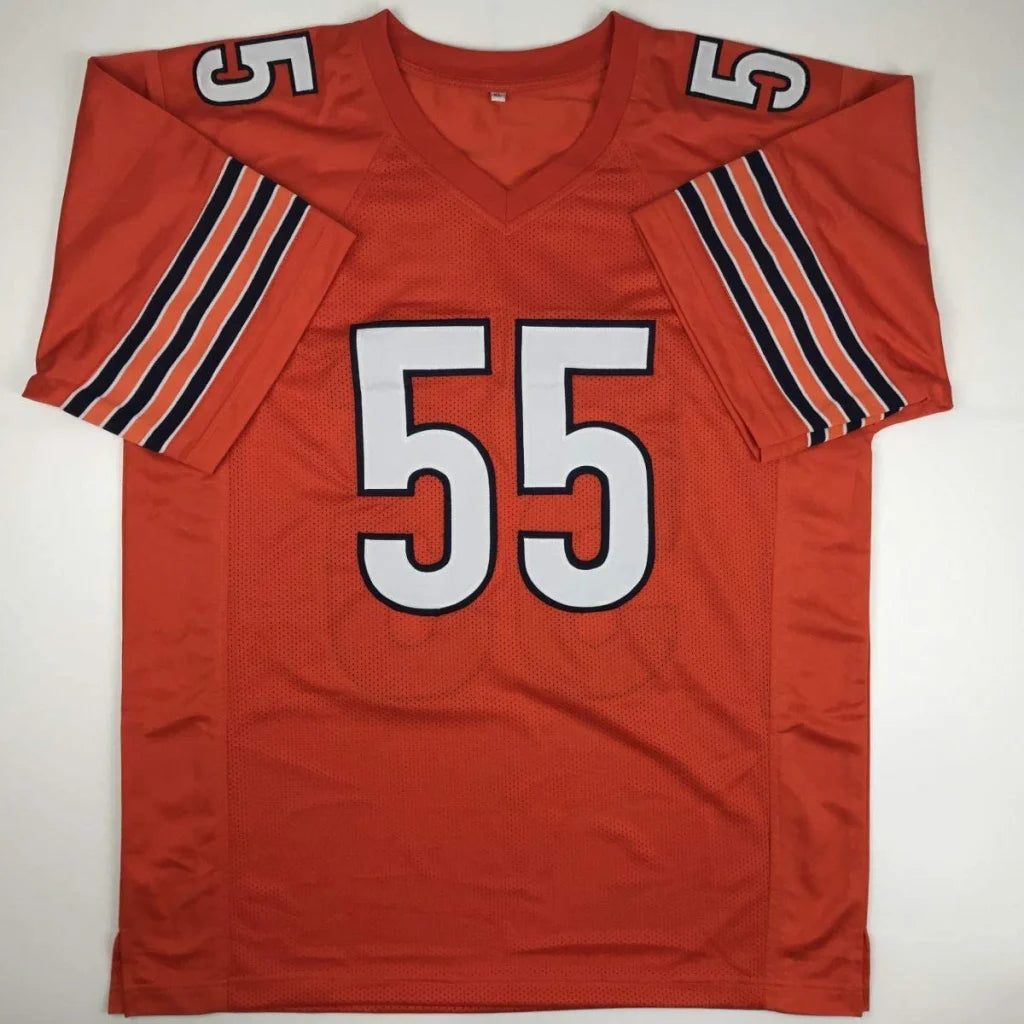 Orange short-sleeved custom jersey with white numbers from Briggs 55 football collectible