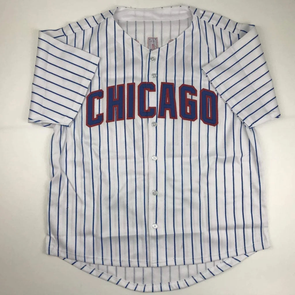 Custom Jersey Grace 17 white Chicago pinstripe baseball jersey