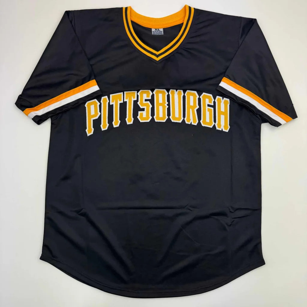 Custom Pittsburgh baseball jersey signed by Barry Bonds and Andy Van Slyke