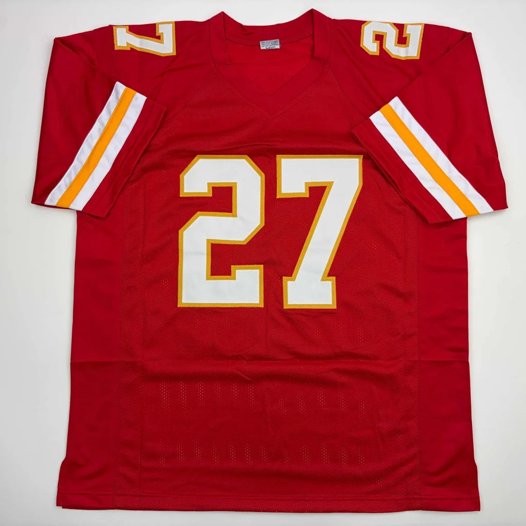 Red Kansas City Chiefs custom jersey #27 signed by Hunt