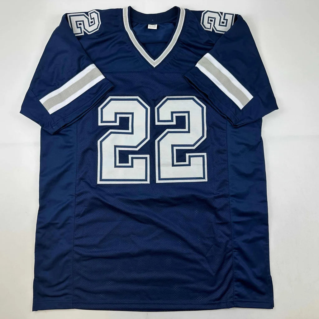 Custom jersey of a professional sports league football with number 22 and white gray accents
