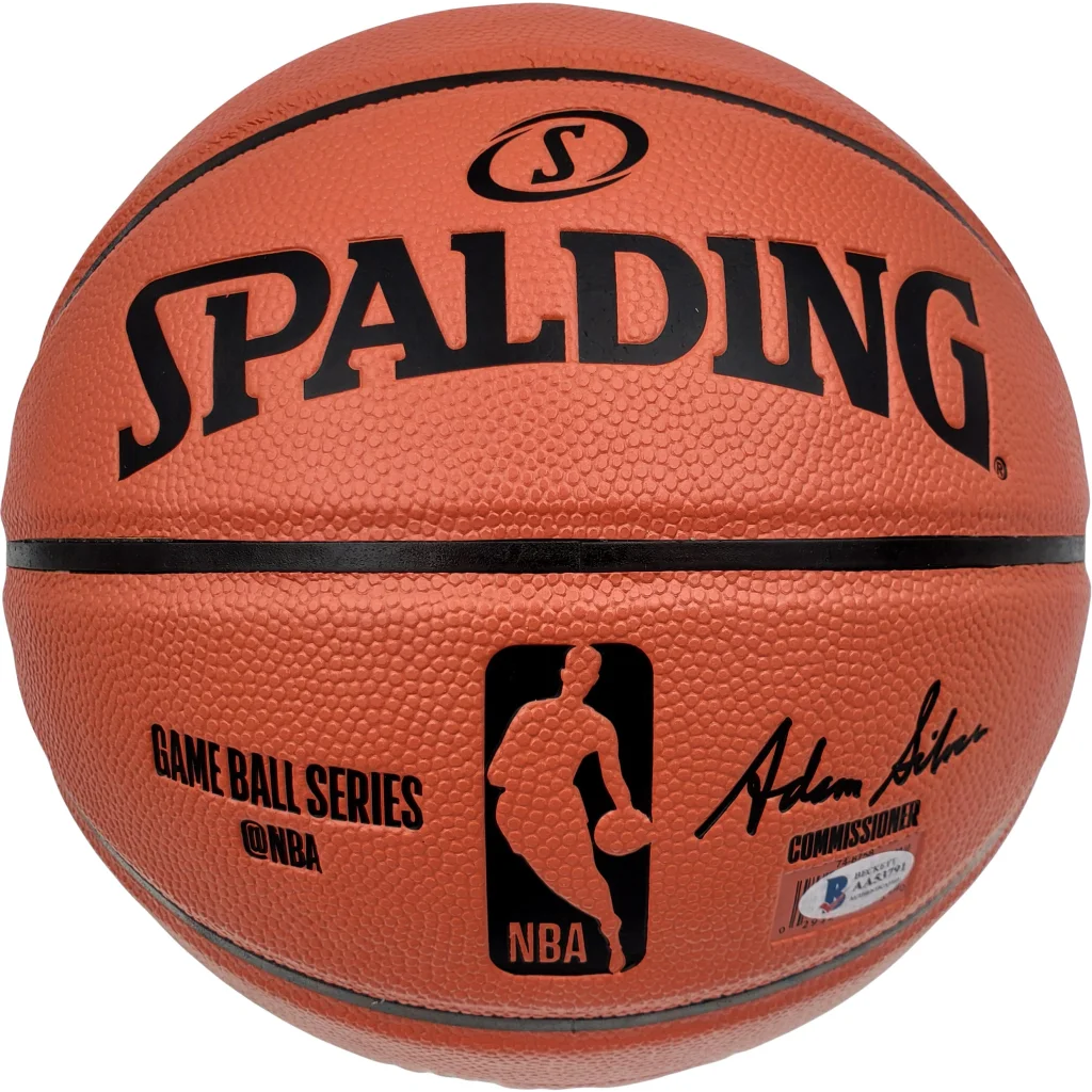 Damian Lillard signed NBA basketball with orange leather texture