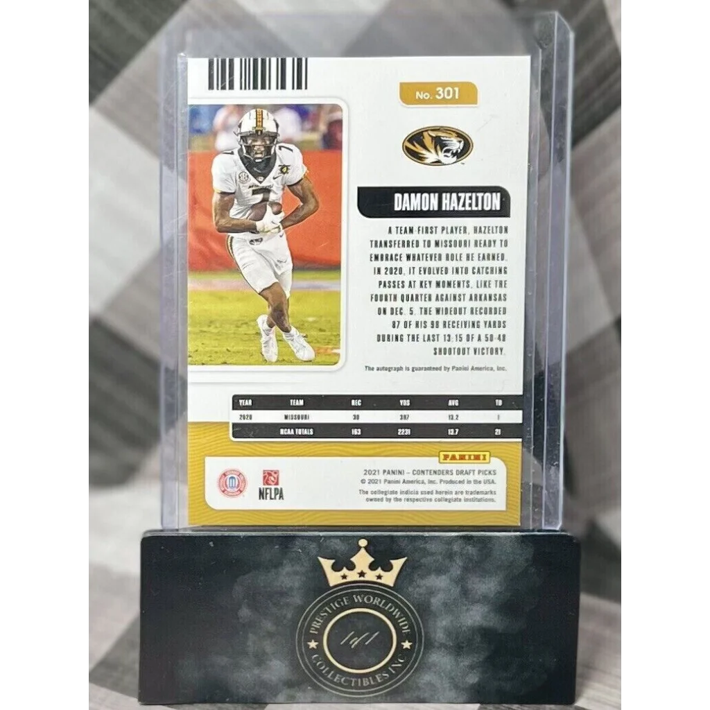 DAMON HAZELTON gold black autograph card in Prestige Worldwide Collectibles holder