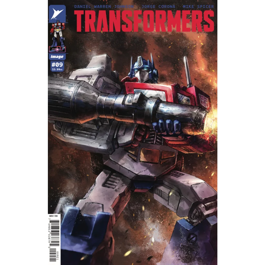 Comic book with Optimus Prime in action from Daniel Warren Johnson’s epic series