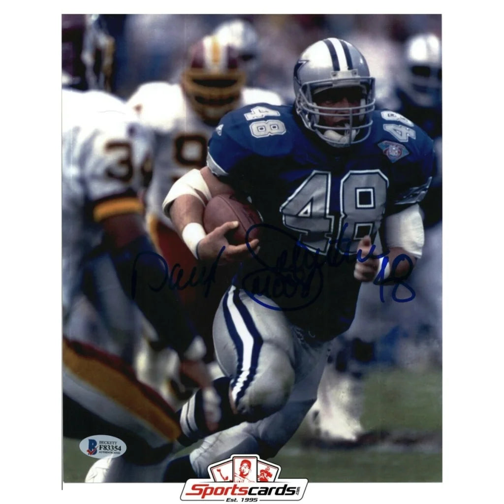 Daryl Johnston signed 8x10 Dallas Cowboys legend photo with 48 jersey figure