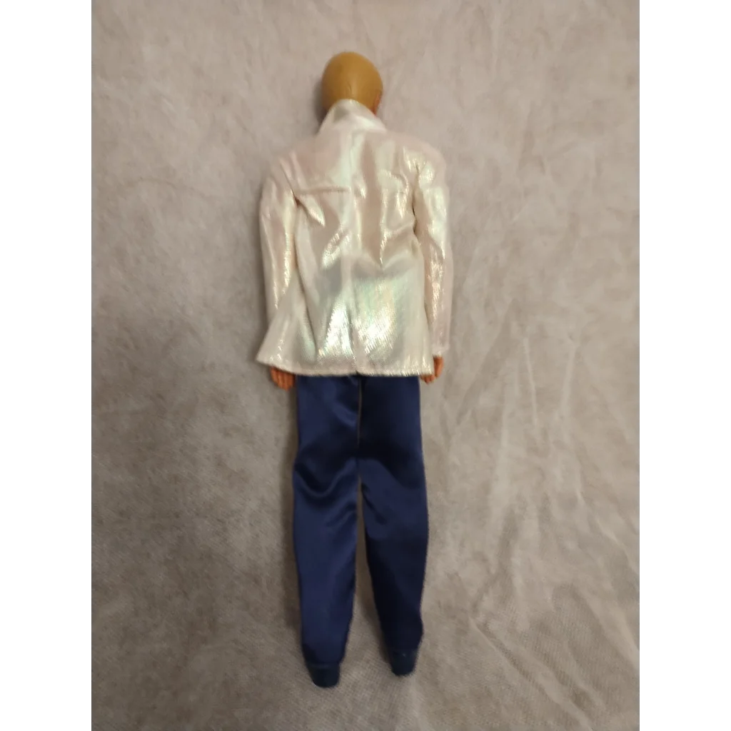 1960s mod white satin Date Night Ken jacket and blue pants set