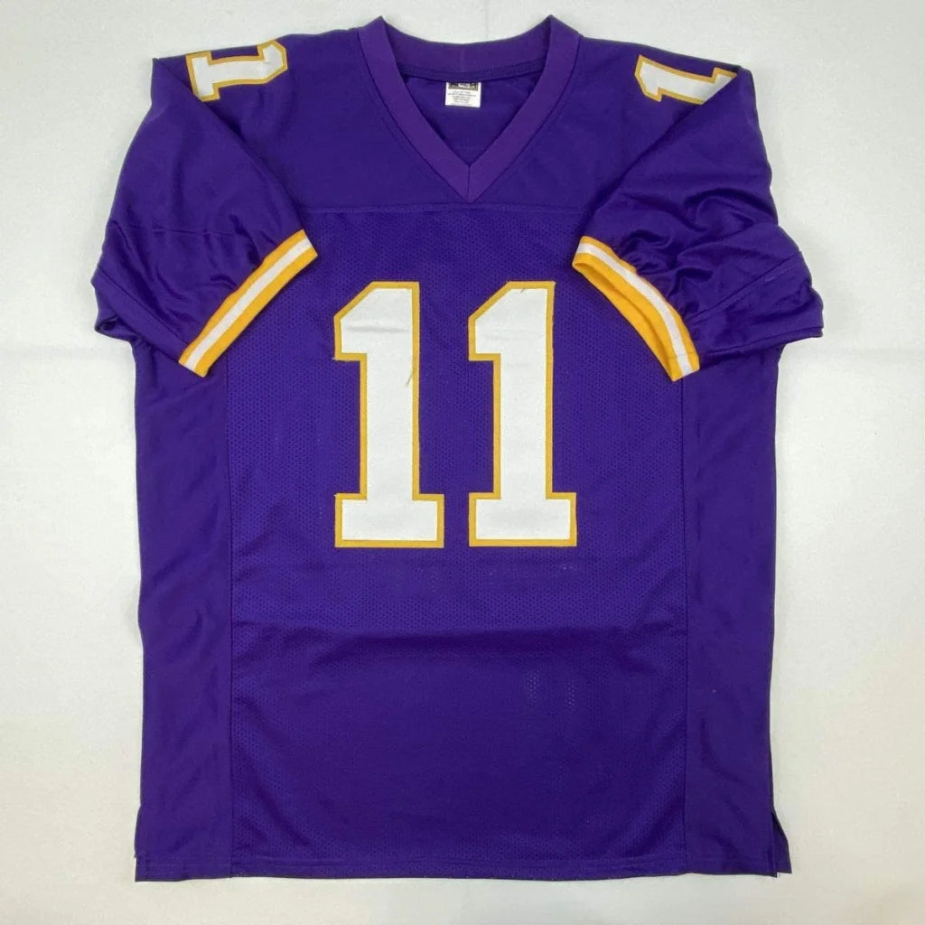 Daunte Culpepper signed custom jersey number 11 purple with gold accents Nike