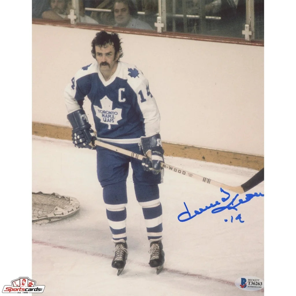 Dave Keon signed photo with hockey stick maple leaf design