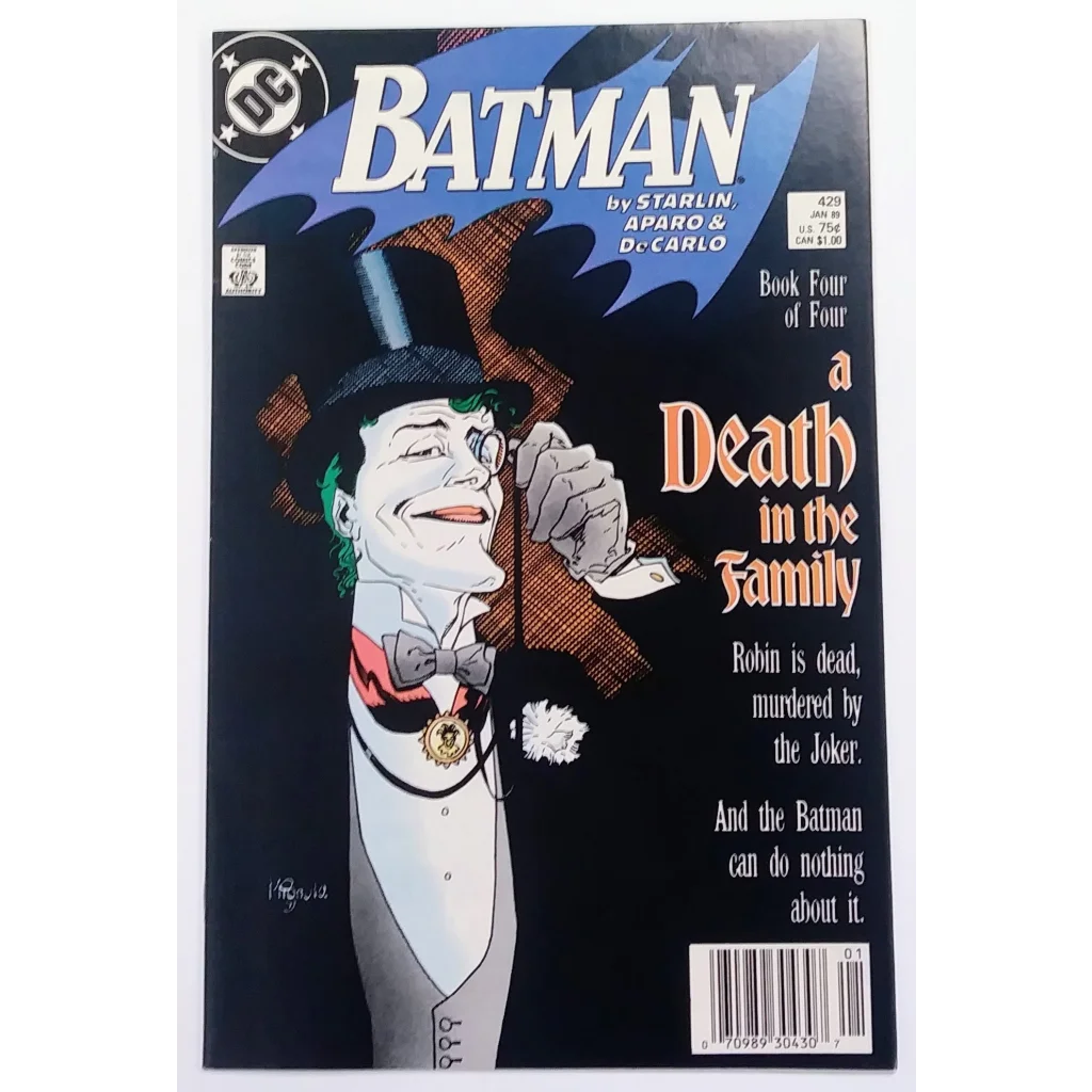 Batman Issue 429 comic with Joker in top hat and bow tie