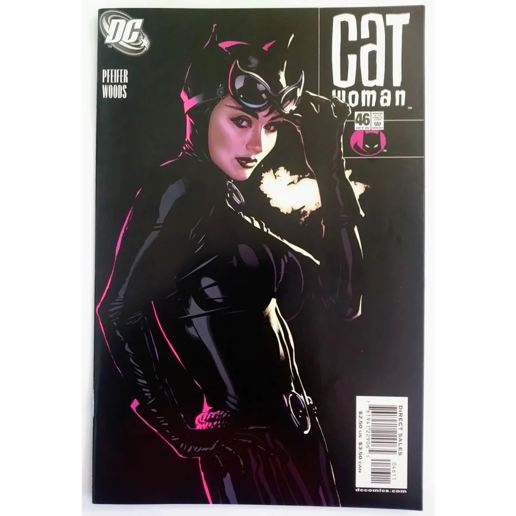 Glossy black and pink Catwoman V2 Issue 46 comic cover with Selina Kyles showdown