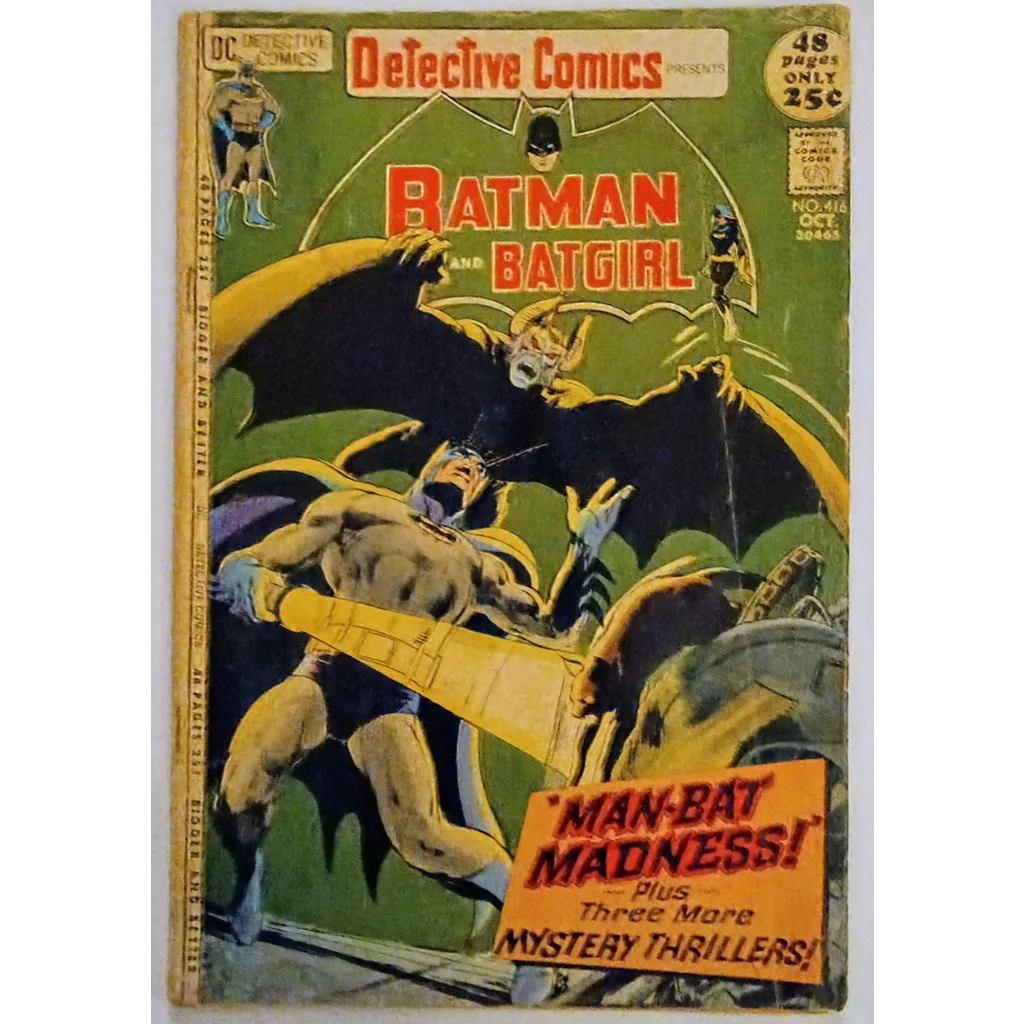 Vibrant 1960s Detective Comics 416 cover with Man-Bat and Batgirl