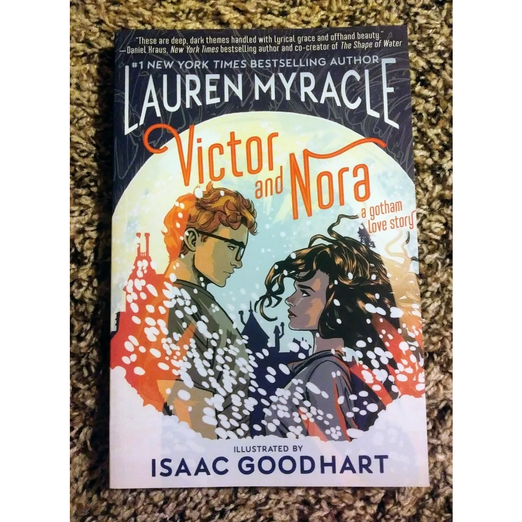 Victor and Nora Gotham love story book cover in snowy scene