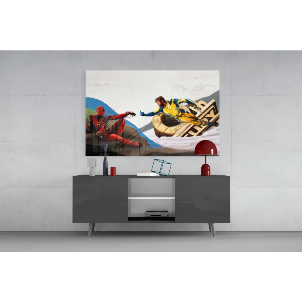 Deadpool and Wolverine action canvas wall art print